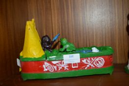 Cast Iron Money Box - Teepee with Frog and Fish