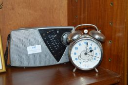 Mr Lazy Alarm Clock and a Roberts Radio