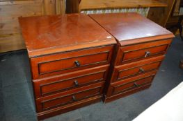 Two Mahogany Three Drawer Bedside Cabinets