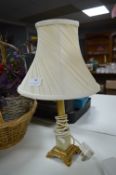 Brass & Agate Table Lamp with Cream Shade