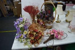 Baskets and Vases of Artificial and Dried Flowers