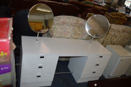 White Dressing Table with Two Circular Mirrors