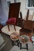 pair of Upholstered Tub Stools, Tub Chair, Two Sto