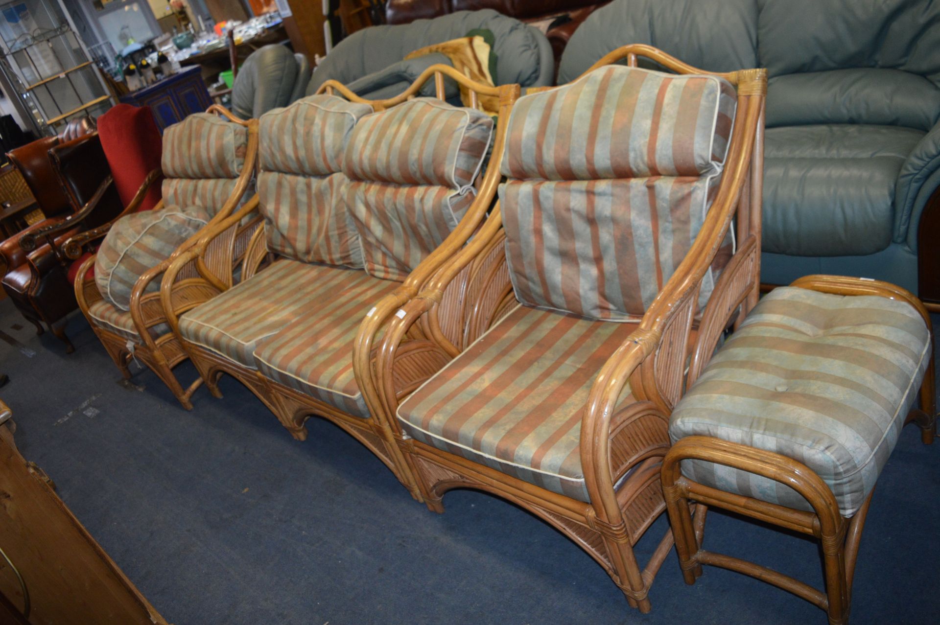 Bamboo Conservatory Suite; Two Seat Sofa and Two A