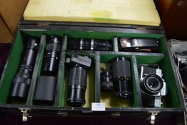Praktica Camera Kit in Wooden Case MTL3 with Zeiss Jena Lens plus Assorted Lenses, Extension Tubes,