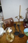 Candlesticks, Skeleton Clock, and a Treasure Chest