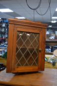 Pine Corner Cupboard with Leaded Glazed Cabinet