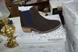 Ladies Brown & Navy Suede Effect Ankle Boots Size: