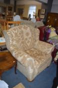 Large Armchair with Pale Gold Upholstery