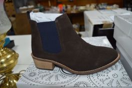 Ladies Brown & Navy Suede Effect Ankle Boots Size: