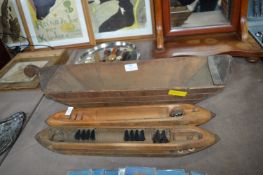 Vintage Wooden Boat Plan Set and Two Wooden Shuttl