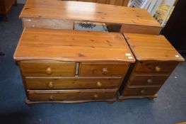 Pine Four Drawer Bedroom Chest and Matching Three
