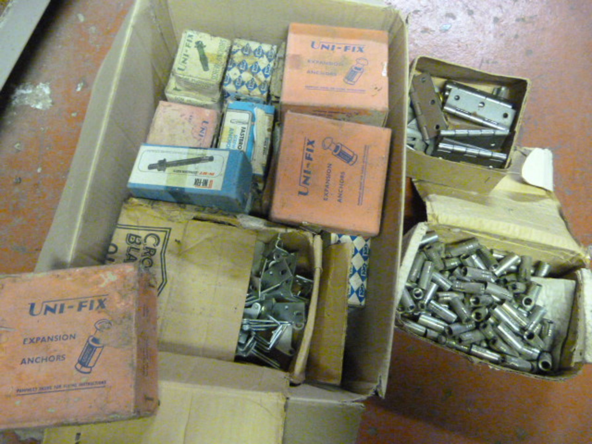 Box of Hinges, Expansion Anchors, Screw Anchors,