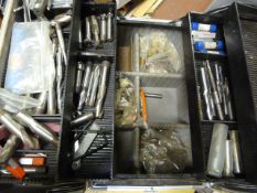 Metal Concertina Toolbox and a Quantity of Drill B