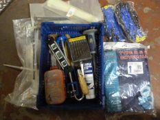 Small Box of Tools, Tie Wraps, Coveralls, and Glov