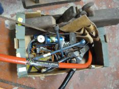 Box of Assorted Tools Including Large Clock Plane,