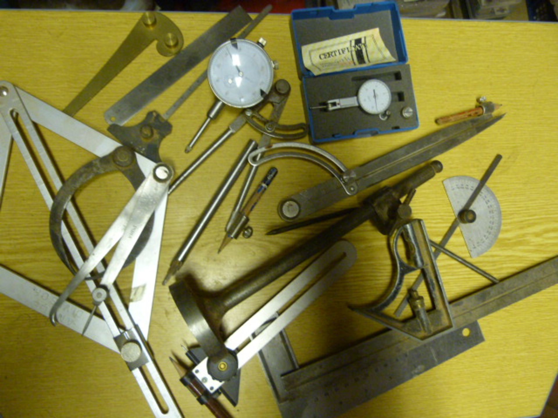 Engineering Tools Including Calipers, Dividers, Pr