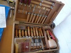 Box of Wood Carving Chisels Including Henry Taylor