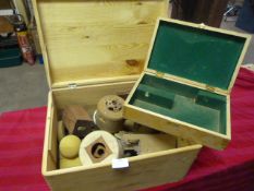 Pine Storage Box with Ball Making Forms, etc. and