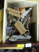 Box of Tools; Chucks, Punches, Miniature Tripod, e