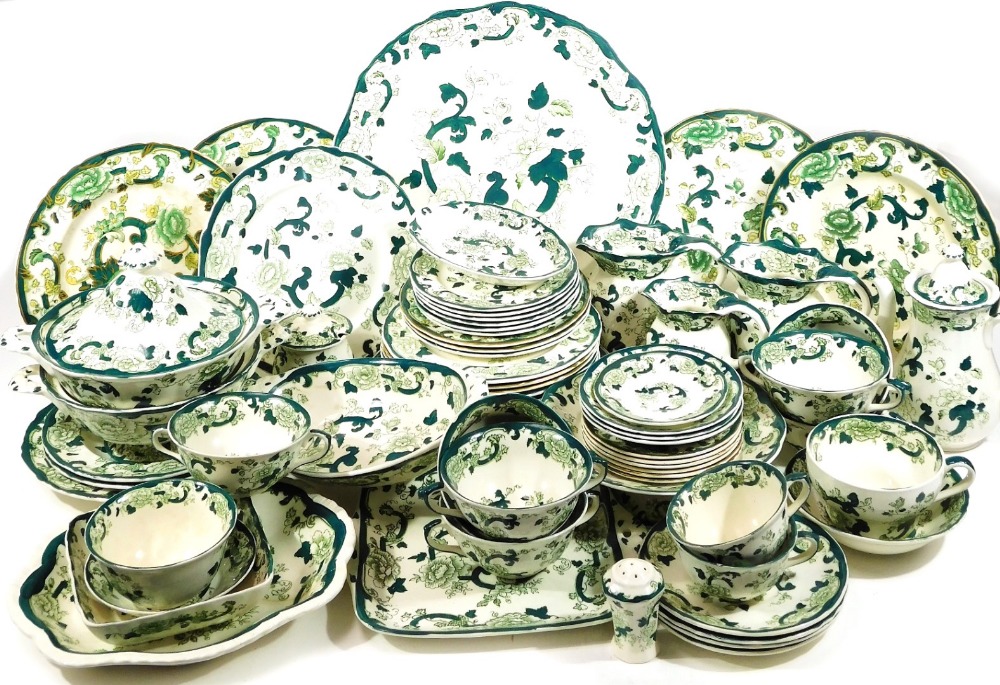 A comprehensive Mason's Chartreuse pattern part service, to include lidded tureens, open dish 29cm