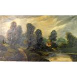 A Bingham (19thC). Rural landscape, oil on canvas, signed and dated 1908 or 9, 76cm x 128cm.