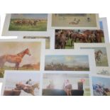 A portfolio of prints relating to horse racing and polo, including a Snaffles print A National