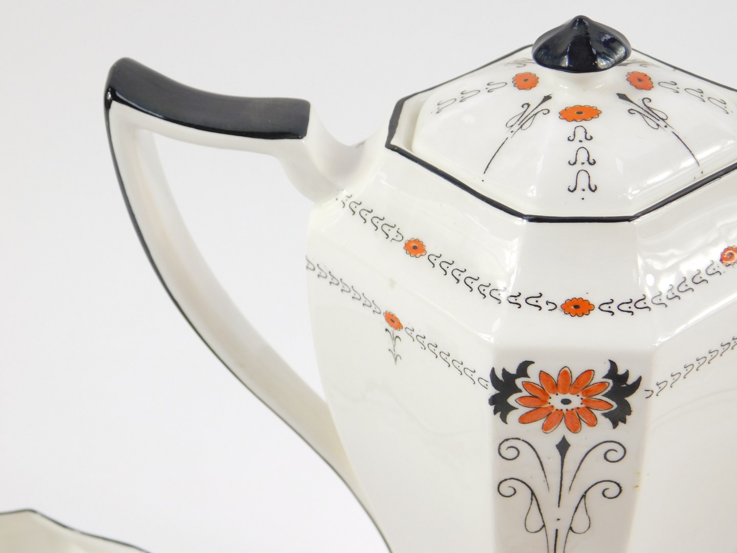 An early 20thC Shelley porcelain part coffee service, decorated in the Red Daisy pattern, No - Image 4 of 4
