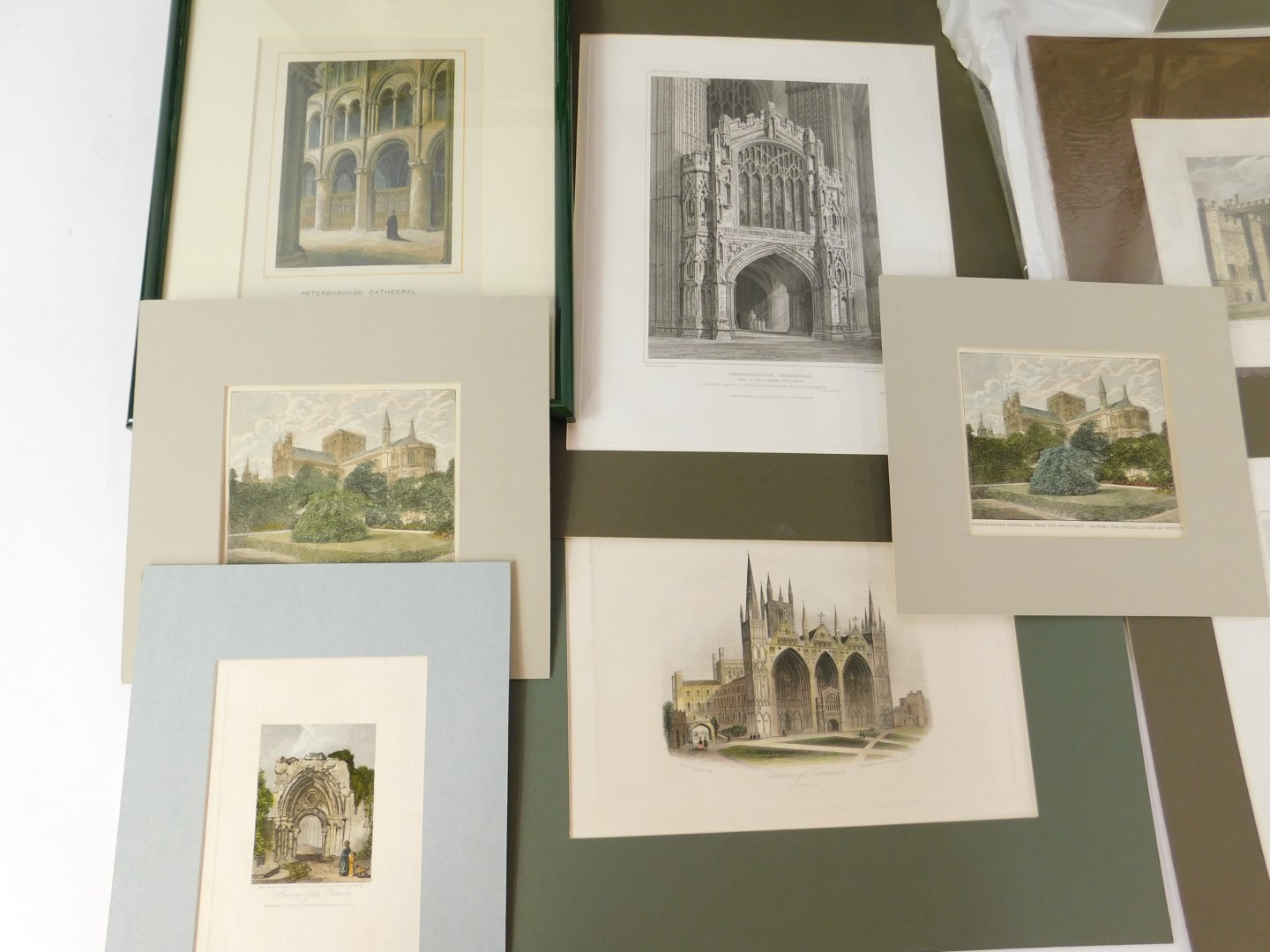 A portfolio of 19thC engravings relating to the interior and exterior of Peterborough Cathedral, - Image 3 of 4