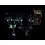 A group of Scandinavian and other drinking glasses, including Kastrup, Holmegaard, and Boda. (10)