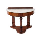 A Victorian mahogany and marble topped duchess bow front washstand, raised on a turned and fluted
