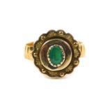 A Victorian 18ct gold and emerald set ring, size Q, 4.9g.