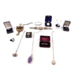 Silver and costume jewellery, including a Bucherer lady's ring watch set with marcasites, paste