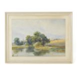 Arthur Willett (British, 1868-1951). River landscape with corn fields, watercolour, signed, 45.5cm x