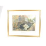W Cecil Dunford (1885-1969). Bruges, Le Pont du Cheval Quai Vert, watercolour, signed, 34cm x 50cm.
