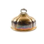 A Victorian silver plated meat dome, of fluted form, with a leaf scroll handle, Benetfinn & Company,