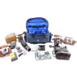 A Voigtlander Vito CL camera, Birette Junior II camera, Ilford Sportsman Camera, further cameras,