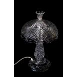 A Waterford cut glass table lamp, with circular cut glass shade, 49cm H.