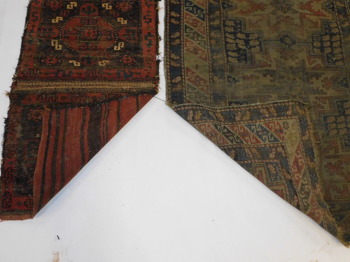 A 19thC Bokhara double bag face, and a Caucasian rug of geometrical design, 133cm x 100cm. (both - Image 4 of 4