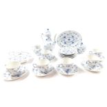 A Royal Copenhagen porcelain blue and white part coffee service, decorated in the Lace pattern,