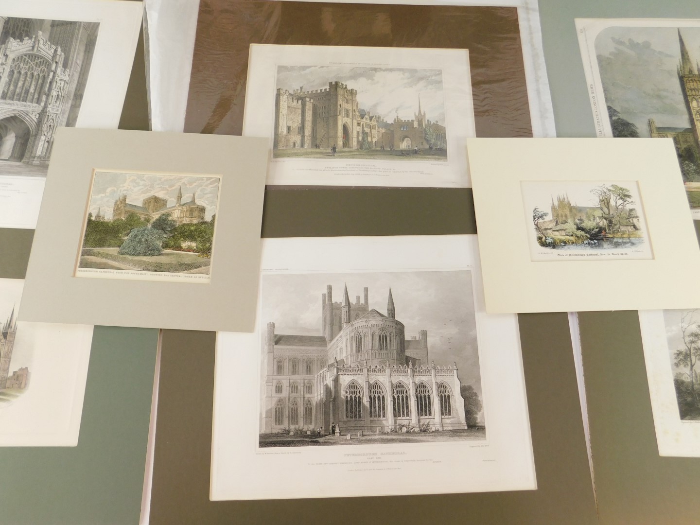 A portfolio of 19thC engravings relating to the interior and exterior of Peterborough Cathedral, - Image 4 of 4