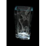 Brian Jabez Francis R.M.S, S.G.A. A Strombergshyttan clear glass vase, of tapering rectangular form,