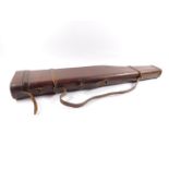 A brown leather leg of mutton gun case, 85cm wide