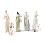 Four Royal Doulton Reflections figures, comprising A Winters Walk HN3052, Debut HN3046, Promenade