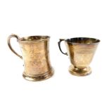 A Victorian silver tankard, monogram engraved, Richard Pearce, London 1859, and a further silver