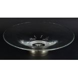 A late 20thC glass centrepiece, the circular base with silver mount, Birmingham 2006, 36cm dia.
