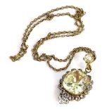 A Victorian design paste stone set necklace, with central raised citrine type stone, surrounded by