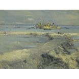 Robert King. Dredger boats reclaiming canal at Havant nr Portsmouth, oil on canvas, signed and