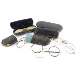 A collection of late 19th/early 20thC spectacles, to include simulated tortoise shell examples, with