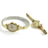 Two wristwatches, to include a 9ct gold Rotary ladies cocktail watch, engraved to back To Vivian